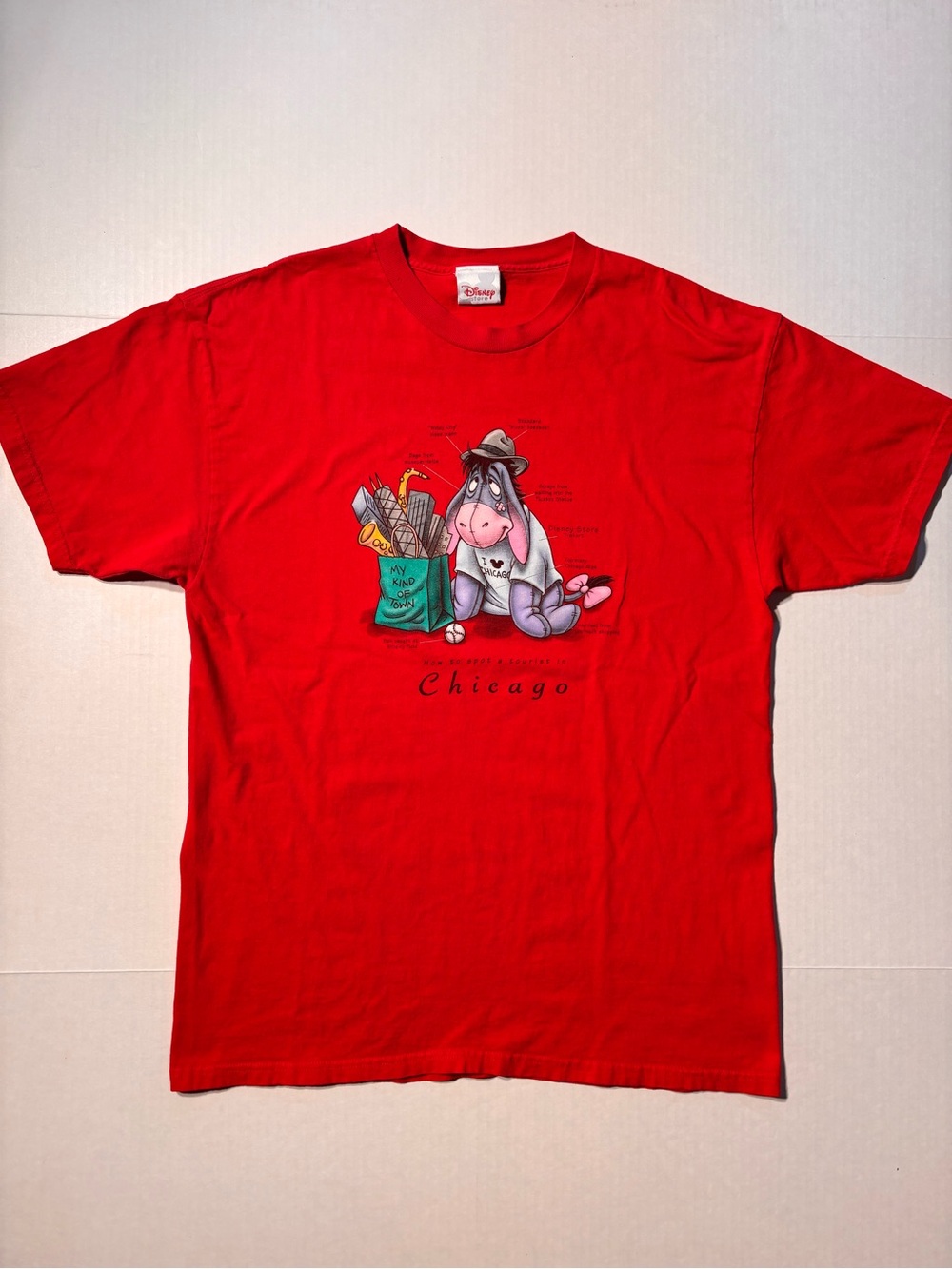 Vtg Disney Winnie The Pooh Eeyore Chicago Tourist Cartoon 90’s T-shirt Large